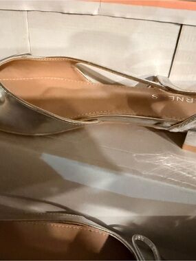 Women's Silver Slingback Flats with Low Heel